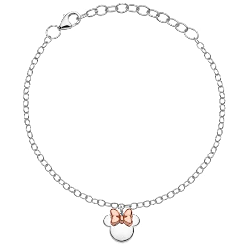 Disney Armband aus Silber mit einer zentralen Figur die Minnie darstellt, Länge 13-18 cm (Gespiegelt) von Disney