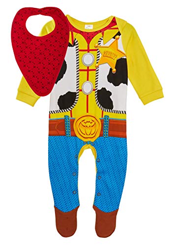 Disney Sheriff Woody Strampelanzug, Toy Story 4, Baby-Schlafanzug und Bandana-Lätzchen, Geschenkset, multi, 9-12 Months von Disney