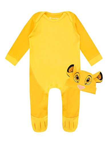 Disney Baby Jungen Lion King Schlafstrampler und Mütze Set Simba Gelb 56-68 von Disney