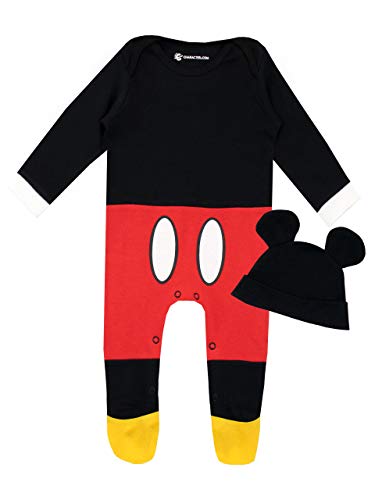 Disney Baby Jungen Mickey Mouse Schlafstrampler und Mütze Set Rot 74 von Disney