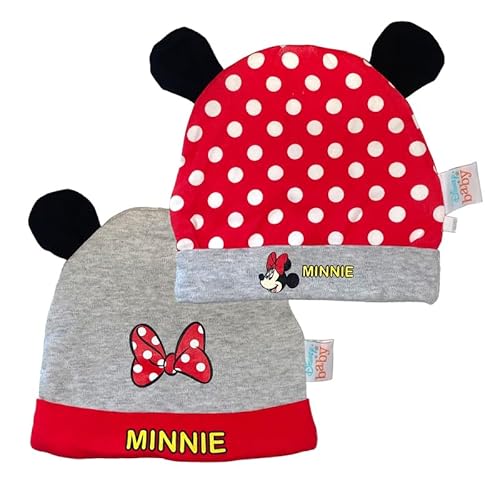 Disney Minnie Maus Mütze 2 er Pack - 2 Motive, Größe 62/68 von Disney