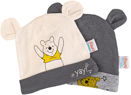 Disney Baby Mützchen - 2er Pack - Öko Tex, Größe:74-80, Farbe-Motiv:Winnie - dunkel grau von Disney