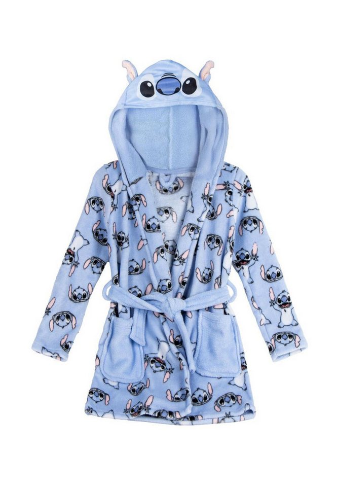 Disney Bademantel Kinder Fleece-Bademantel mit Stitch Kapuze, 100% POLYESTER von Disney