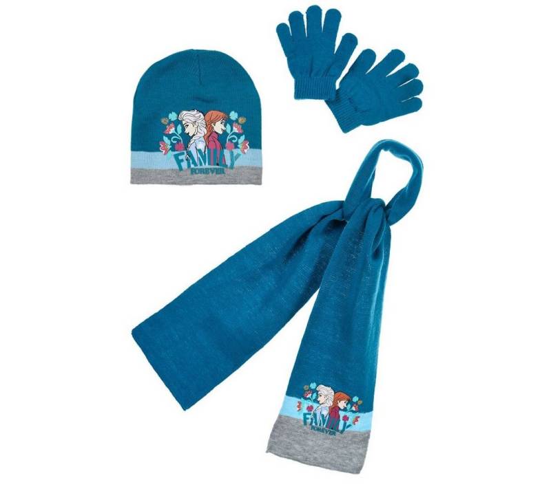 Disney Ballonmütze Disney Die Eiskönigin Kinder 3tlg.Set Wintermütze Schal Handschuhe (3-St) Gr. 52 bis 54 von Disney