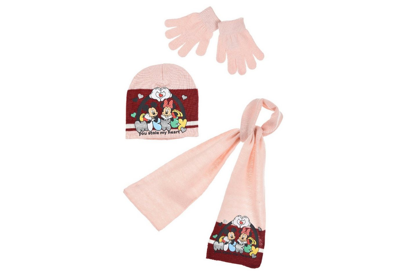 Disney Ballonmütze Disney Minnie Micky Maus 3tlg.Set Kinder Wintermütze Schal Handschuhe (3-St) Gr. 52 bis 54 von Disney