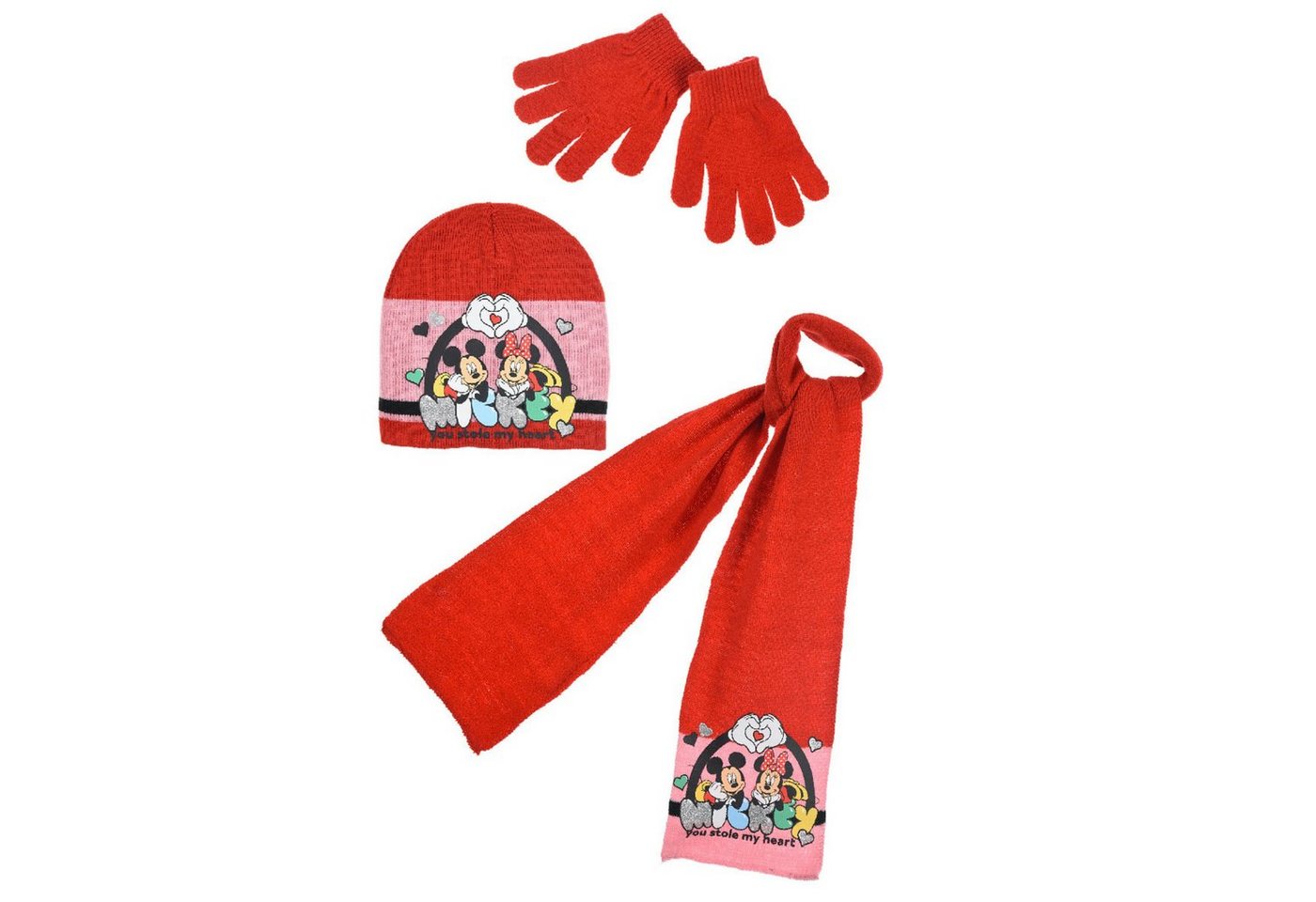 Disney Ballonmütze Disney Minnie Micky Maus 3tlg.Set Kinder Wintermütze Schal Handschuhe (3-St) Gr. 52 bis 54 von Disney