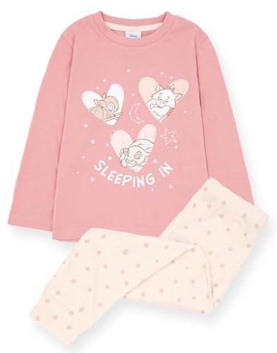 Disney Bambi Mädchen Pyjama-Set | Rosa Langarm-T-Shirt und Gepunktete Bedruckte Hosen Pyjamas für Kinder | Schlafen in Marie Kiara Nachtwäsche | Film-Nachtwäsche-Geschenk für Kinder und Kleinkinder von Disney