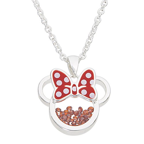 Disney Birthstone Women and Girls Jewelry Minnie Mouse Silver Plated Shaker Pendant Necklace, 18+2" Extender Mickey's 90th Birthday Anniversary von Disney