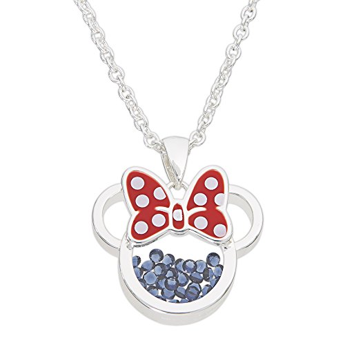 Disney Birthstone Women and Girls Jewelry Minnie Mouse Silver Plated Shaker Pendant Necklace, 18+2" Extender Mickey's 90th Birthday Anniversary von Disney