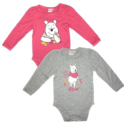 Disney Minnie Maus Winnieh Puuh Baby Bodys 2 er Pack Maedchen (rosa, grau, 62/68) von Disney