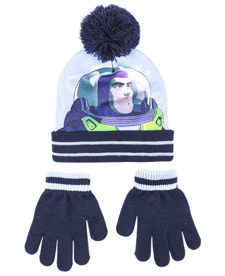 Disney Bommelmütze Buzz Lightyear (2-St) Jungen Winter-Set Mütze & passende Handschuhe Einheitsgröße von Disney