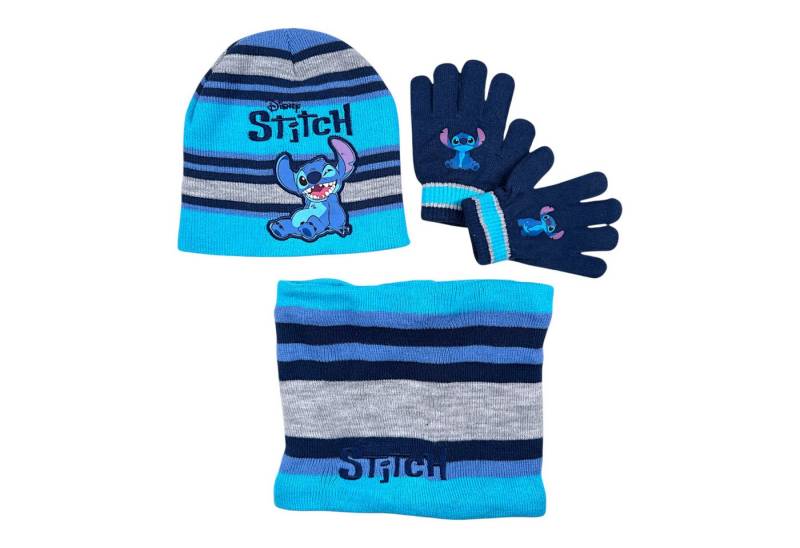 Disney Bommelmütze Stitch (3-St) Jungen Winter-Set Mütze Einheitsgröße 2-5 Jahre von Disney