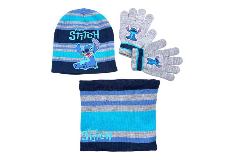Disney Bommelmütze Stitch (3-St) Jungen Winter-Set Mütze Einheitsgröße 2-5 Jahre von Disney