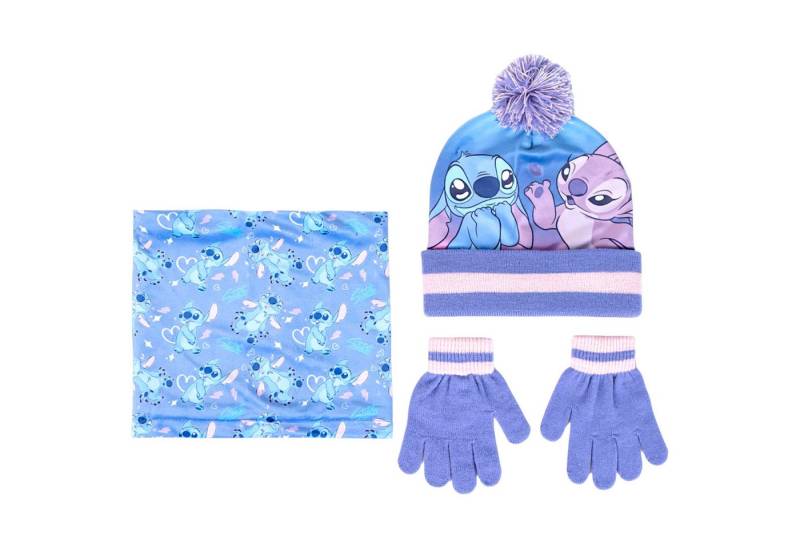 Disney Bommelmütze Stitch & Angel (3-St) Mädchen Winter-Set 3-teilig Einheitsgröße 2-5 Jahre von Disney