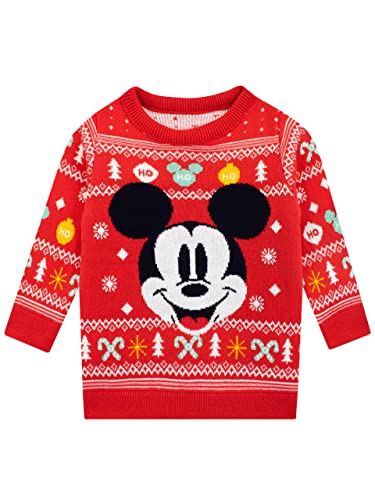 Disney Boys Mickey Mouse Weihnachts-Pullover Rot 116 von Disney