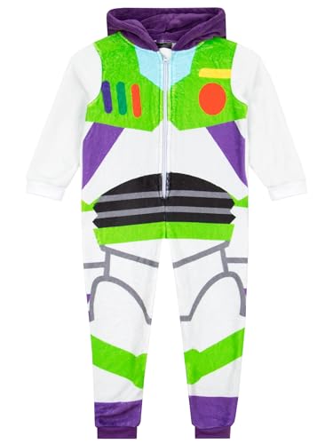 Disney Buzz Lightyear Schlafangzug | Toy Story Schlafoveralls Für Jungen | Onesie Kinder Kuschelig | Schlafoverall Kinder | Weiß 128 von Disney