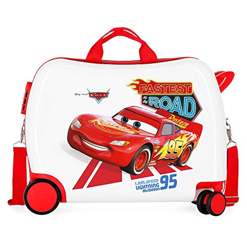 Disney Cars Good Mood Kinder-Koffer Mehrfarbig 50x38x20 cms Hartschalen ABS Kombinationsschloss 34L 2,1Kgs 4 Räder Handgepäck, Weiß von Disney