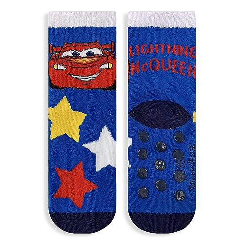 Disney Cars Lightning McQueen 6217 rutschfeste Babysocken aus Baumwollfrottee, blau, 27-30 von Disney