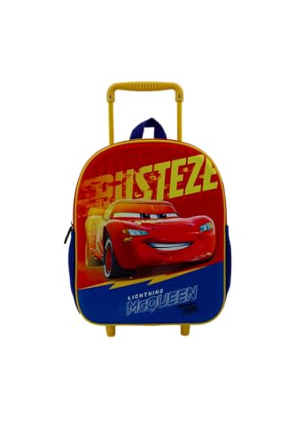 Disney Cars Lightning McQueen Kinder Trolley Kinderkoffer Weichgepäck Polyester 35,5 x 24 x 13,5 cm - verstellbare und fixierbare Teleskopstange, rot/blau von Disney