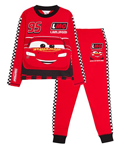 Disney Cars Schlafanzug für Kinder, Lightning McQueen, volle Länge, Rennfahrer, Pyjama-Set, Nachtwäsche, rot, 110 von Disney