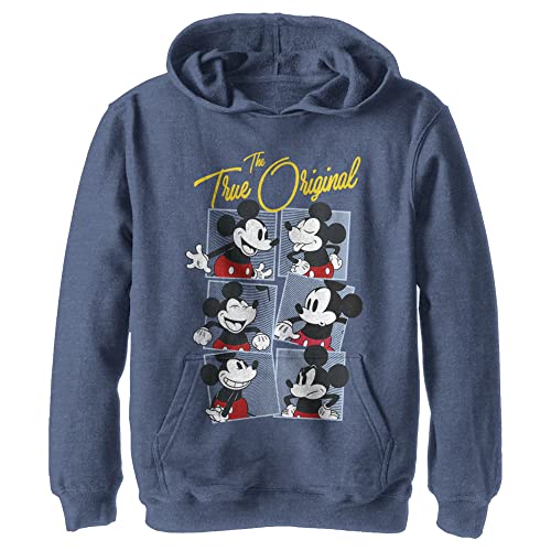 Disney Characters Boxed Mickey Boy's Hooded Pullover Fleece, Navy Blue Heather, Small von Disney