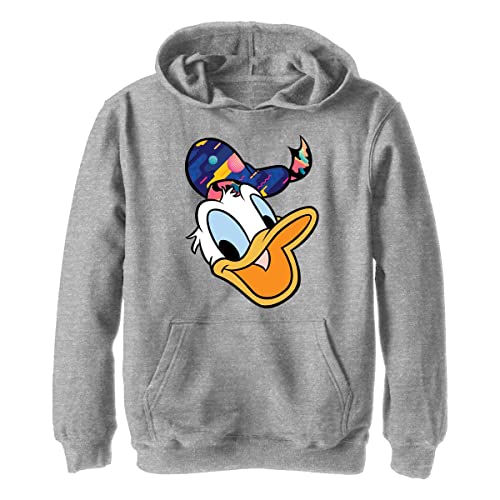 Disney Characters Donald Pattern Face Boy's Hooded Pullover Fleece, Athletic Heather, Small von Disney