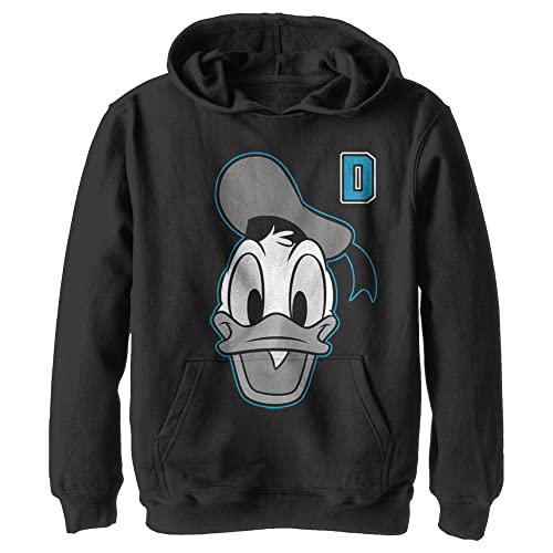 Disney Characters Letter Duck Boy's Hooded Pullover Fleece, Black, Large von Disney