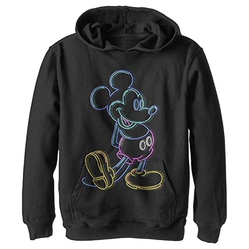 Disney Characters Neon Mickey Boy's Hooded Pullover Fleece, Black, Small von Disney