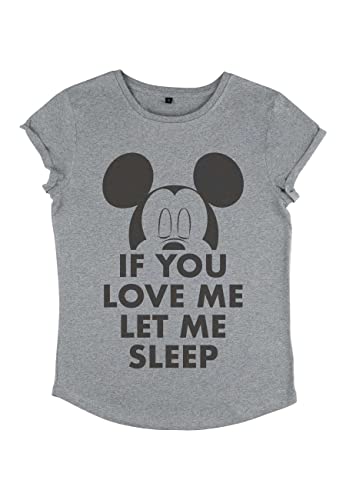 Disney Damen Mickey Classic Let Me Sleep Women's Organic Rolled Sleeve T-shirt, Melange Grey, L von Disney Classics