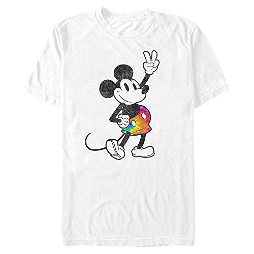 Disney Unisex Mickey Classic Tie Dye Mickey Stroked Organic Short Sleeve T-shirt, Weiß, XXL von Disney Classics