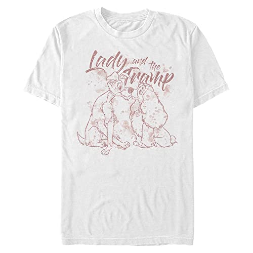 Disney Classics Unisex Lady & The Lady Tramp Lineart Organic Short Sleeve T-Shirt, White, XXL von Disney Classics