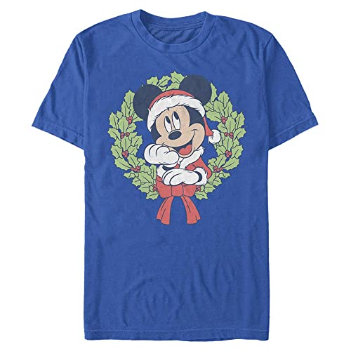 Disney Unisex Mickey & Friends Mickey Christmas Wreath Organic Short Sleeve T-shirt, Bright Blue, M von Disney Classics