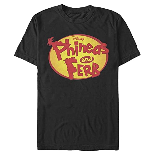 Disney Classics Unisex Phineas and Ferb-OVAL Logo Organic Short Sleeve T-Shirt, Black, XXL von Disney Classics