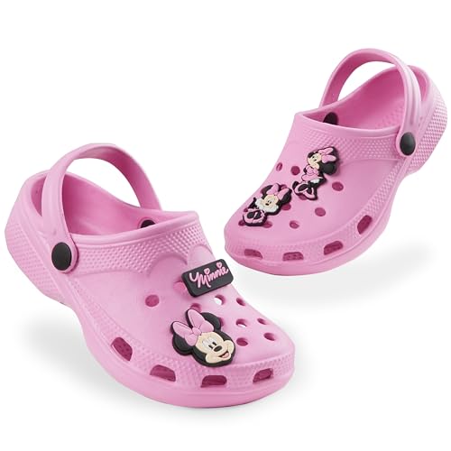 Disney Clogs mit abnehmbaren Anhängern, Kinder Sandalen Strandschuhe Mädchen - Stitch Sachen für Mädchen (Rosa Minnie, 28 EU) von Disney