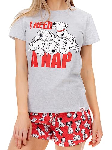 Disney Schlafanzug Damen | 101 Dalmatiner Pyjama Kurz | Schlafanzüge für Damen Grau Large von Disney