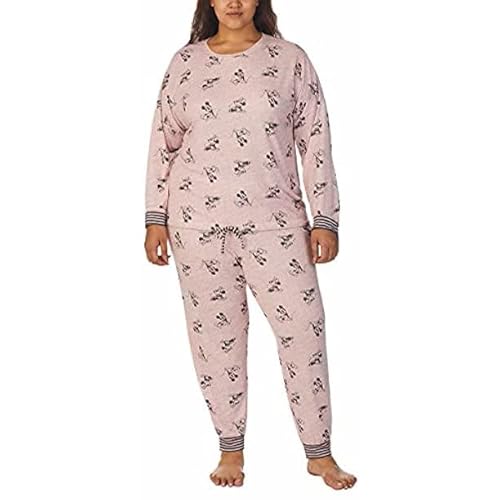 Disney Damen 2-teiliges gemütliches Pyjama-Set, Mauve Mickey und Minnie, 3XL von Disney