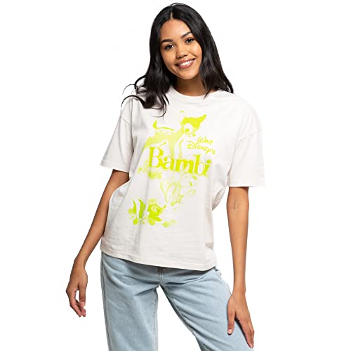 Disney Damen Bambi Pale Neo T-Shirt, Vintage White, 40 von Disney