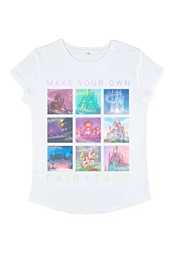 Disney Princesses - CASTLES IN DISNEY PRINCESS MOVIES Women's Rolled-sleeve White XL von Disney