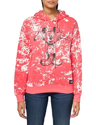 Disney Damen Disney's Ladies Juniors Mickey Mouse Bleach Washed Hoodie Kapuzenpullover, Rot Gebleicht, M von Disney
