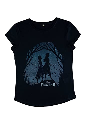 Disney Damen Frozen 2 Frozen2 Scenery Women's Organic Rolled Sleeve T-shirt, Marineblau, XL von Disney