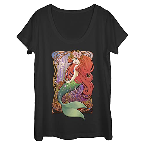 Disney Damen Glamorous Ariel T-Shirt, Schwarz, XXL von Disney