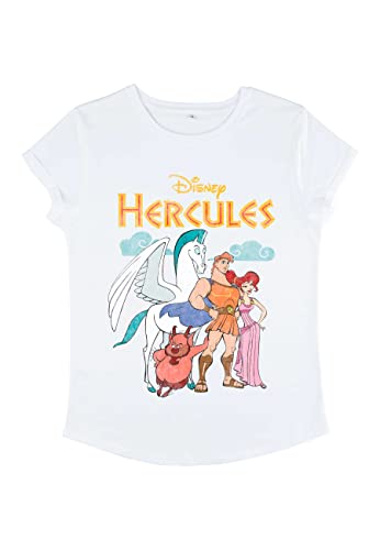 Disney Damen Hercules Hercules Group Women's Organic Rolled Sleeve T-shirt, Weiß, S von Disney