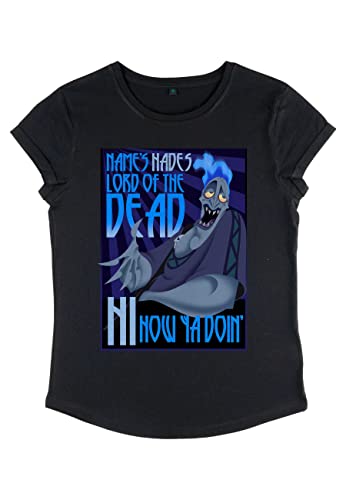 Disney Damen Hercules Names Hades Women's Organic Rolled Sleeve T-shirt, Schwarz, L von Disney