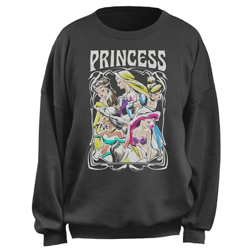 Disney Damen Junior Retro Princess Oversized Fleece, Anthrazit, Größe S, Dunkelgrau, S von Disney