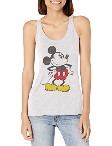 Disney Damen Vintage Mickey T-Shirt, Weiß Htr, Groß von Disney