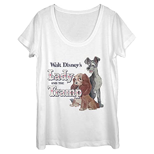 Disney Damen Lady and The Tramp T-Shirt, Weiß, Groß von Disney