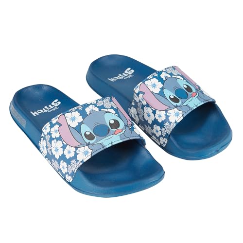 Disney Damen Lilo and Stitch Slides – Damen Klassische Lilo und Stitch Slide Sandalen Lilo und Stitch Slip On Slides Schuhe, blau, 39 EU von Disney