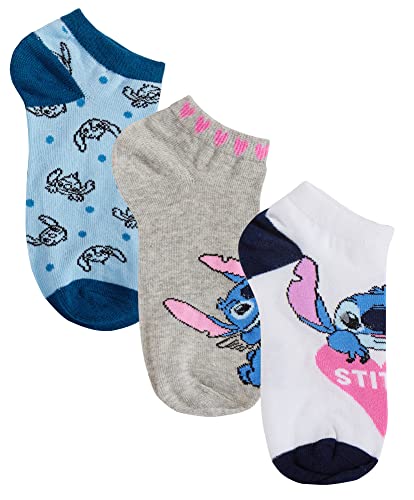 Disney Lilo & Stitch Damen-Socken, 3er-Pack, Knöchelsocken, Sneakereinlagen, Mädchen, Geschenk, rose, 3-5 von Disney