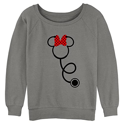 Disney Damen Maus Minnie Stethoskop Junior Raglan Pullover mit Deckstich, Grau meliert, Groß von Disney