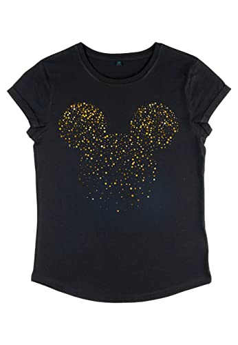 Disney Damen Mickey Classic Mickey Confetti Fill Women's Organic Rolled Sleeve T-shirt, Schwarz, L von Disney Classics